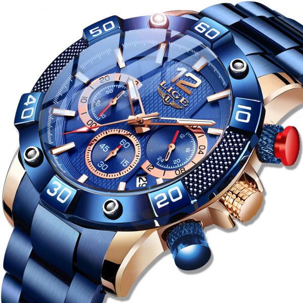 LIGE 10030 Blue Series Waterproof Quartz Watch