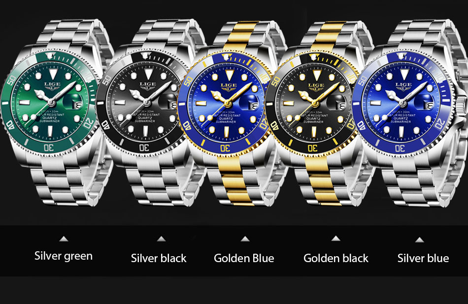 LIGE 10045 Luxury Fashion Diver Watch