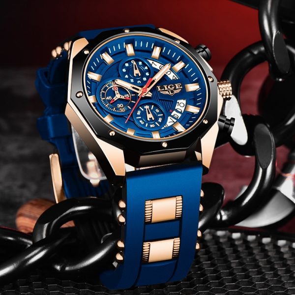 LIGE 8908 Silicone Strap Sport Watch