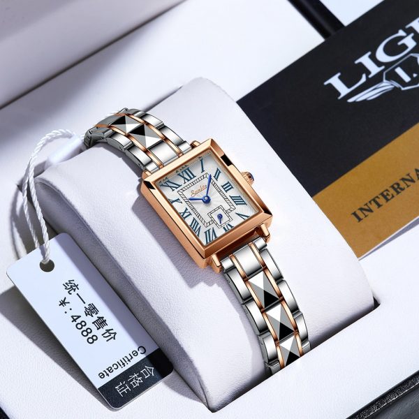 LIGE 6695 Luxury Square Watch Gold Edition