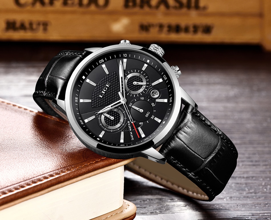 LIGE 9866 Waterproof Sports Leather Watch LIGE 9866 Waterproof Sports Leather Watch