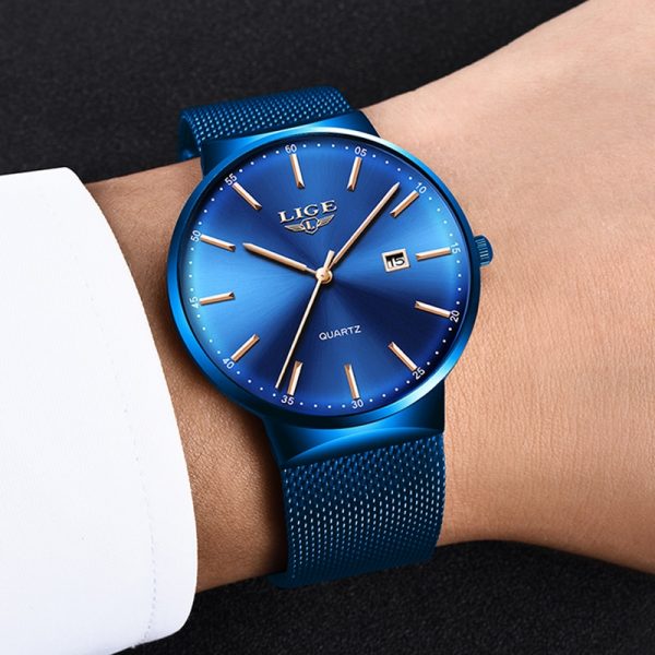 LIGE 9903 Blue Quartz Wrist Watch
