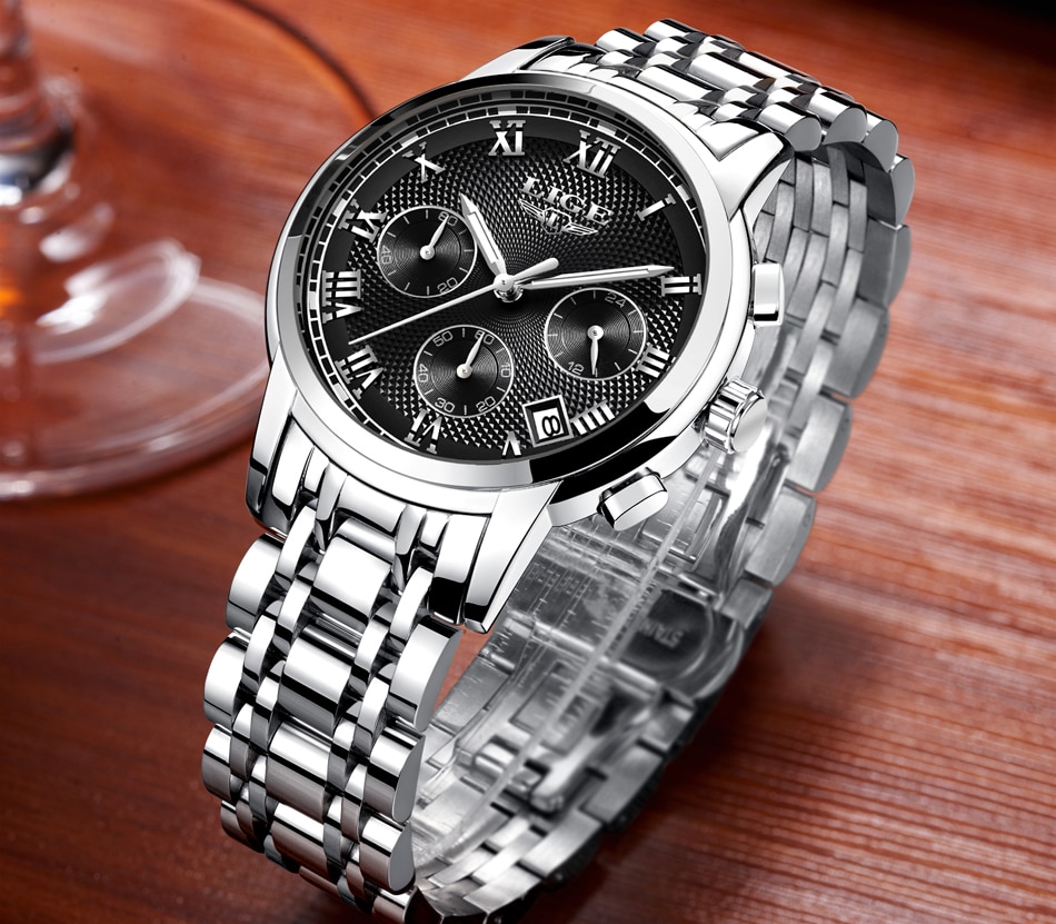 LIGE 9849 Full Steel Chronograph Watch