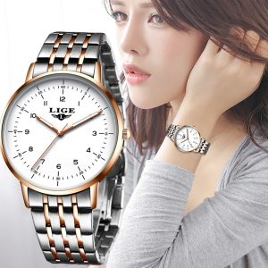 LIGE 10032 Fashion Steel Bracelet Watch