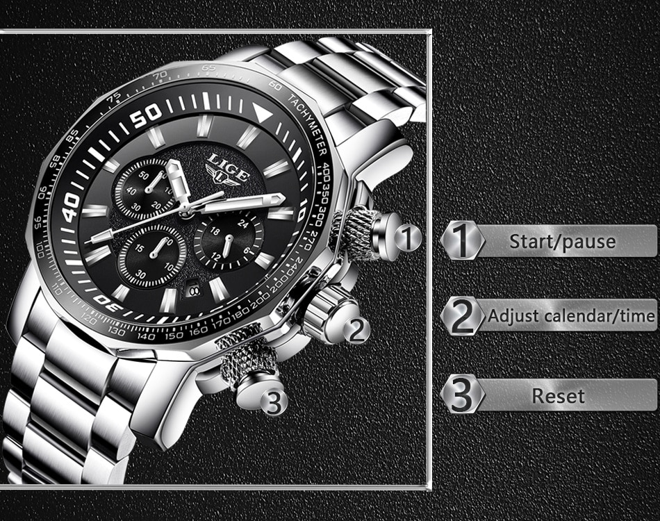 LIGE 9871 Luxury Full Steel Quartz Watch