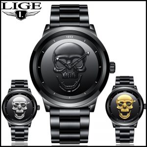 LIGE Skull Watch - LIGE9876 Punk 3D Skull Men Watch