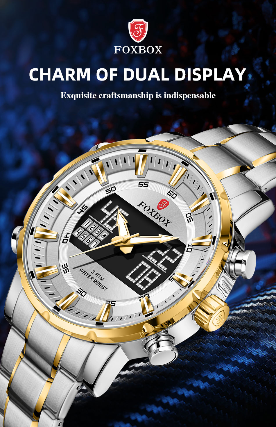 Foxbox (FB 0002) Dual Display (Quartz + Digital) Wristwatch