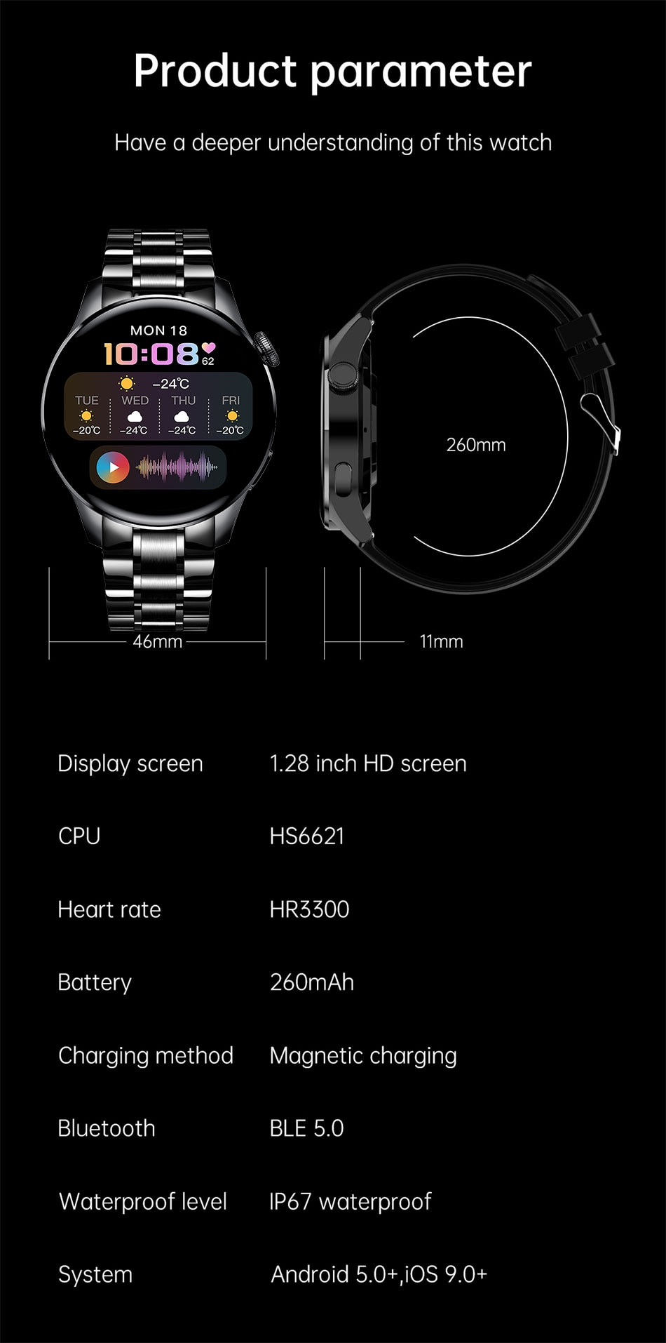 Lige Smart Watch Display and Functions