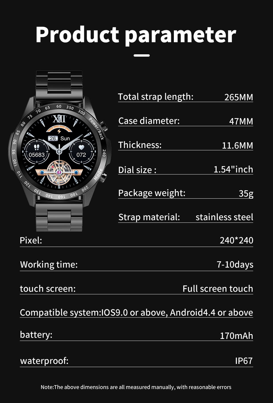 LIGE Turbo v1.0 - LG261 IP68 Waterproof Smart Watch