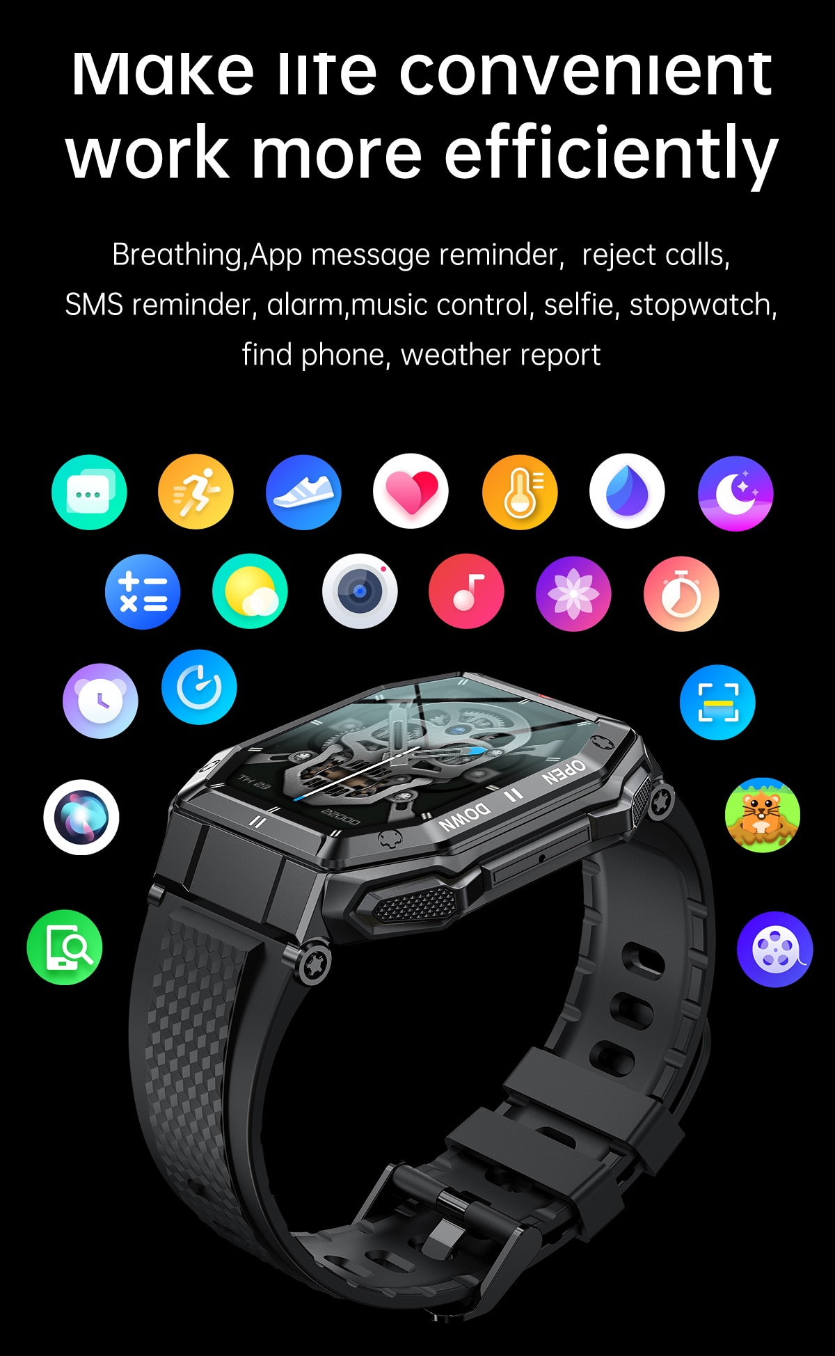 LIGE Military v1.0 - 5ATM Waterproof Fitness & Activity Tracker Smart Watch