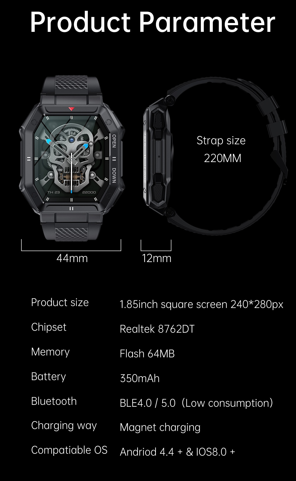 LIGE Military v1.0 - 5ATM Waterproof Fitness & Activity Tracker Smart Watch