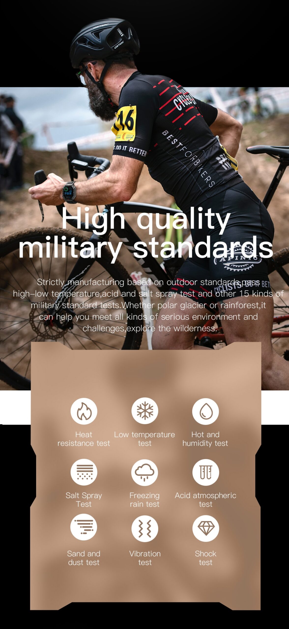 LIGE Military v1.0 - 5ATM Waterproof Fitness & Activity Tracker Smart Watch