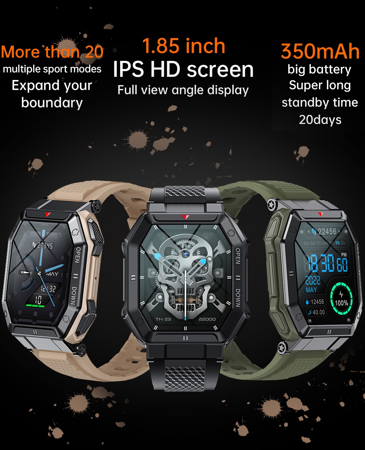 LIGE Military v1.0 - 5ATM Waterproof Fitness & Activity Tracker Smart Watch