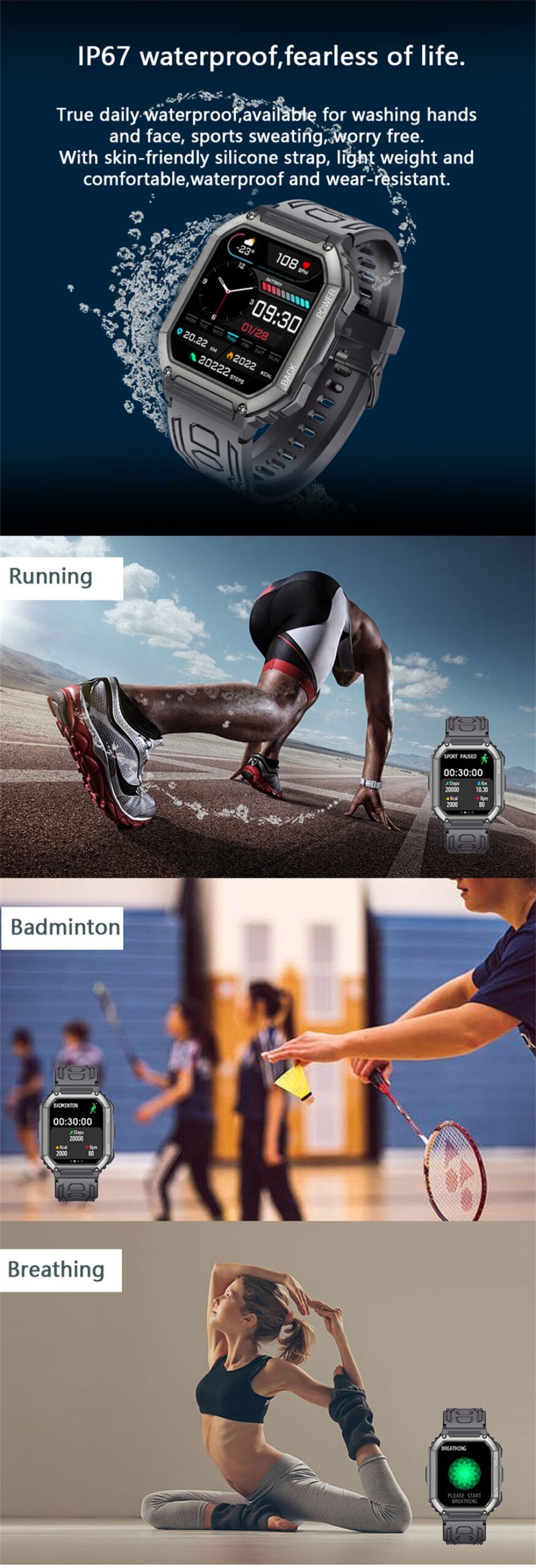 LIGE Sports v3.0 - KR06 Long Standby Smartwatch