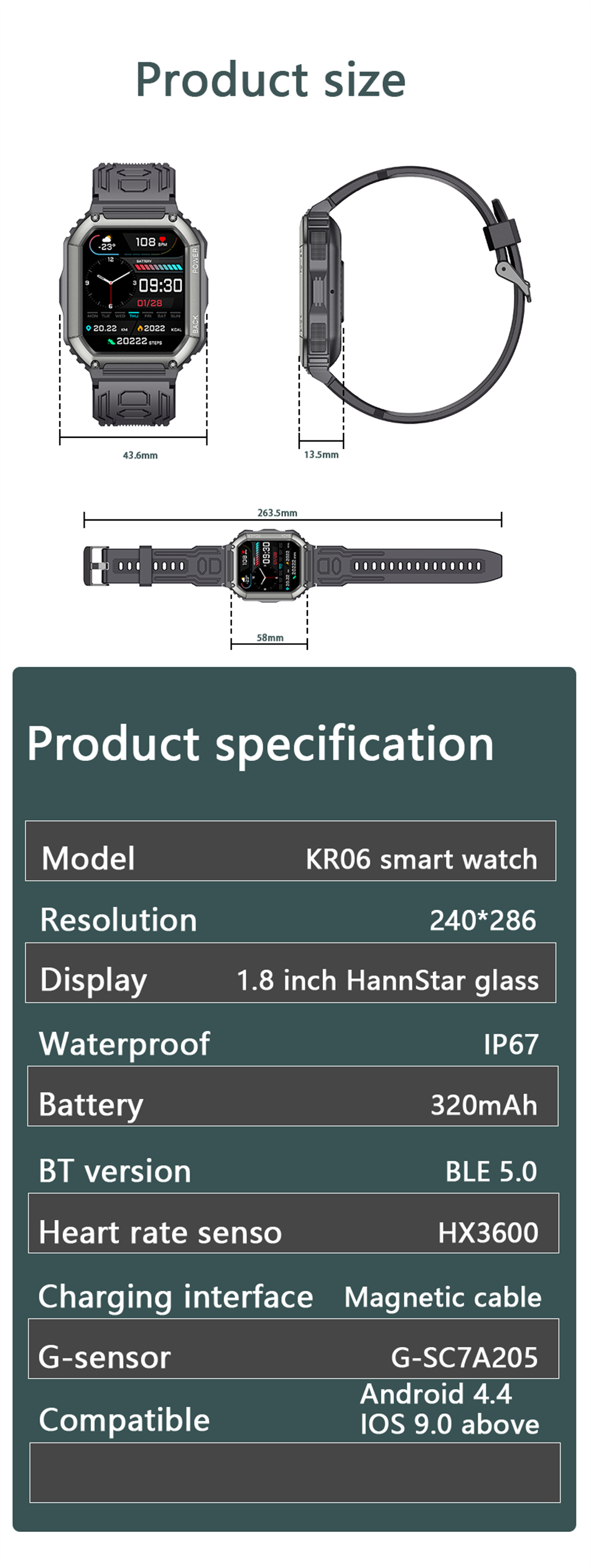 LIGE Sports v3.0 - KR06 Long Standby Smartwatch