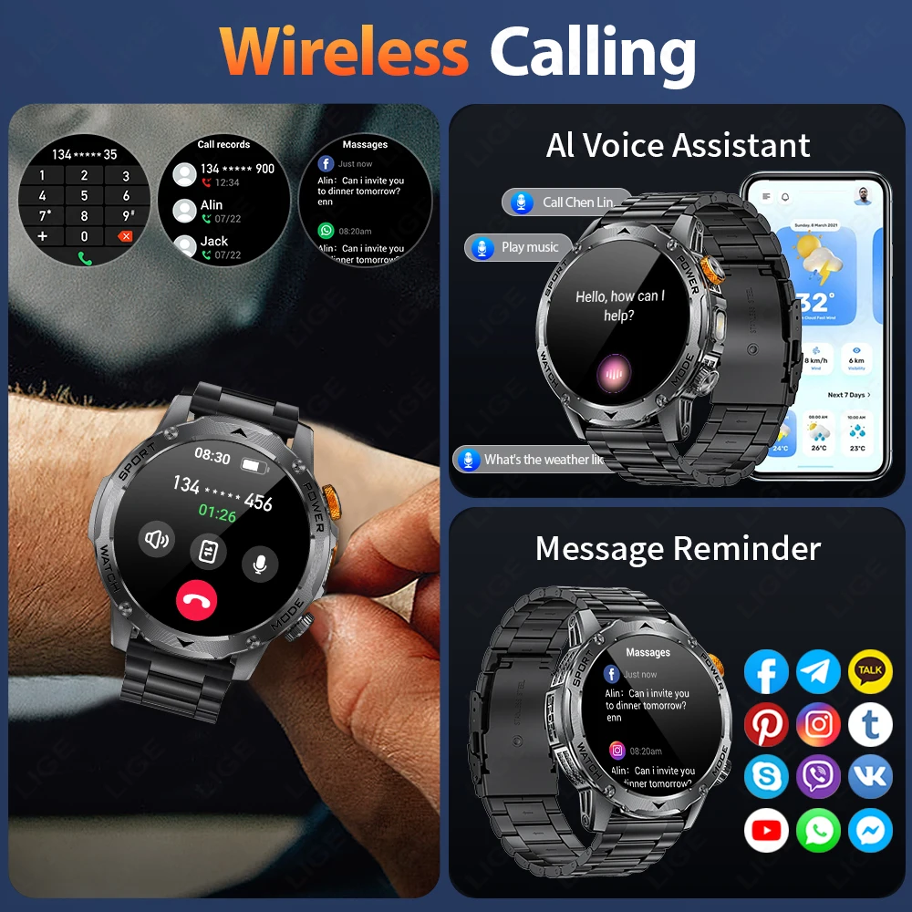 LIGE Sports v4.0 - 1000mah AMOLED LED Flashlight 3ATM Smartwatch LIGE Sports v4.0 - 1000mah AMOLED LED Flashlight 3ATM Smartwatch